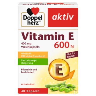 Abbildung der Produktverpackung Doppelherz aktiv Vitamin E 600 N Frontansicht